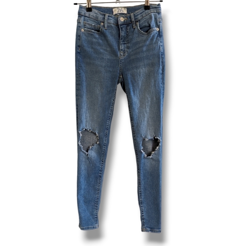 We The Free Distressed Skinny Jeans 26 Free People Stretch Denim